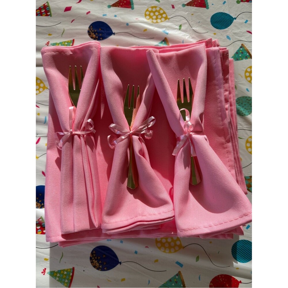 12 Pink Cloth Napkin Set - Home Dining